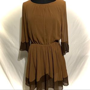 Brown flowery midi dress
